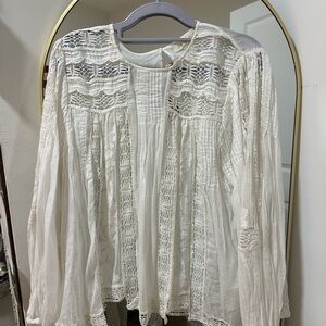 Free People White Lace Blouse